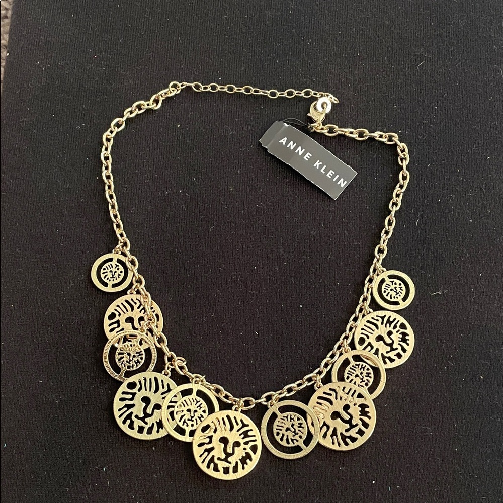 Anne Klein Gold Lion Medallion Necklace